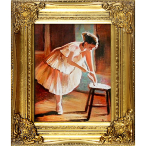 Obraz baletnica wiążąca baletkę 30x35cm