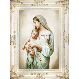 Obraz Matka Boska dzieciątkiem Jezus i barankiem 78x98cm