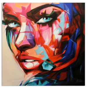 Obraz Francoise Nielly abstrakcja twarz 90x90cm