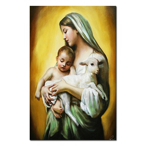 Obraz Matka Boska z dzieciątkiem i barankiem 60x90cm